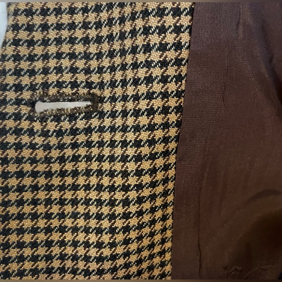 Sz 6 VINTAGE ANN TAYLOR  HOUNDSTOOTH SINGLE-BREASTED BLAZER: Tan, Brown & Black - Picture 4 of 12